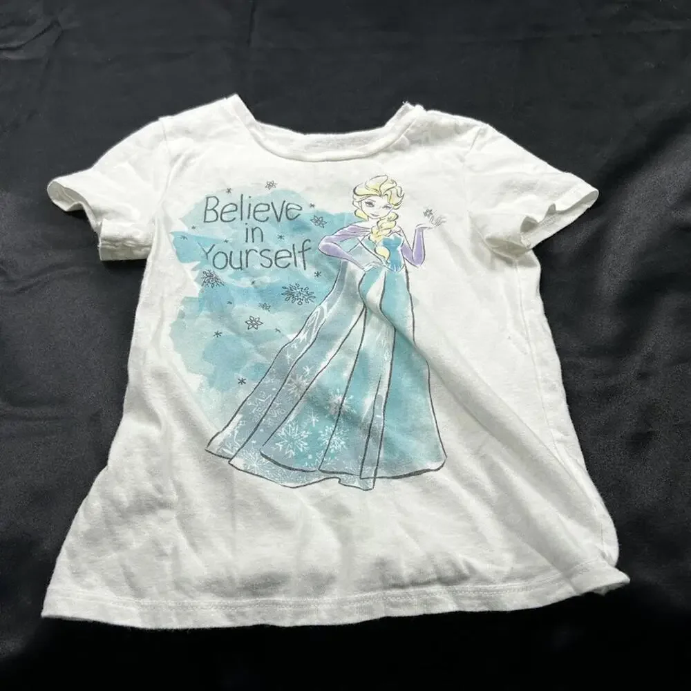 Old Navy Girls Disney Frozen White Short Sleeve Shirt Size 5T